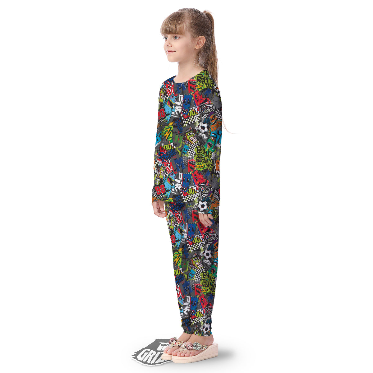 Comics Monsters Graffiti Print Pattern Kid's Pajamas-grizzshop