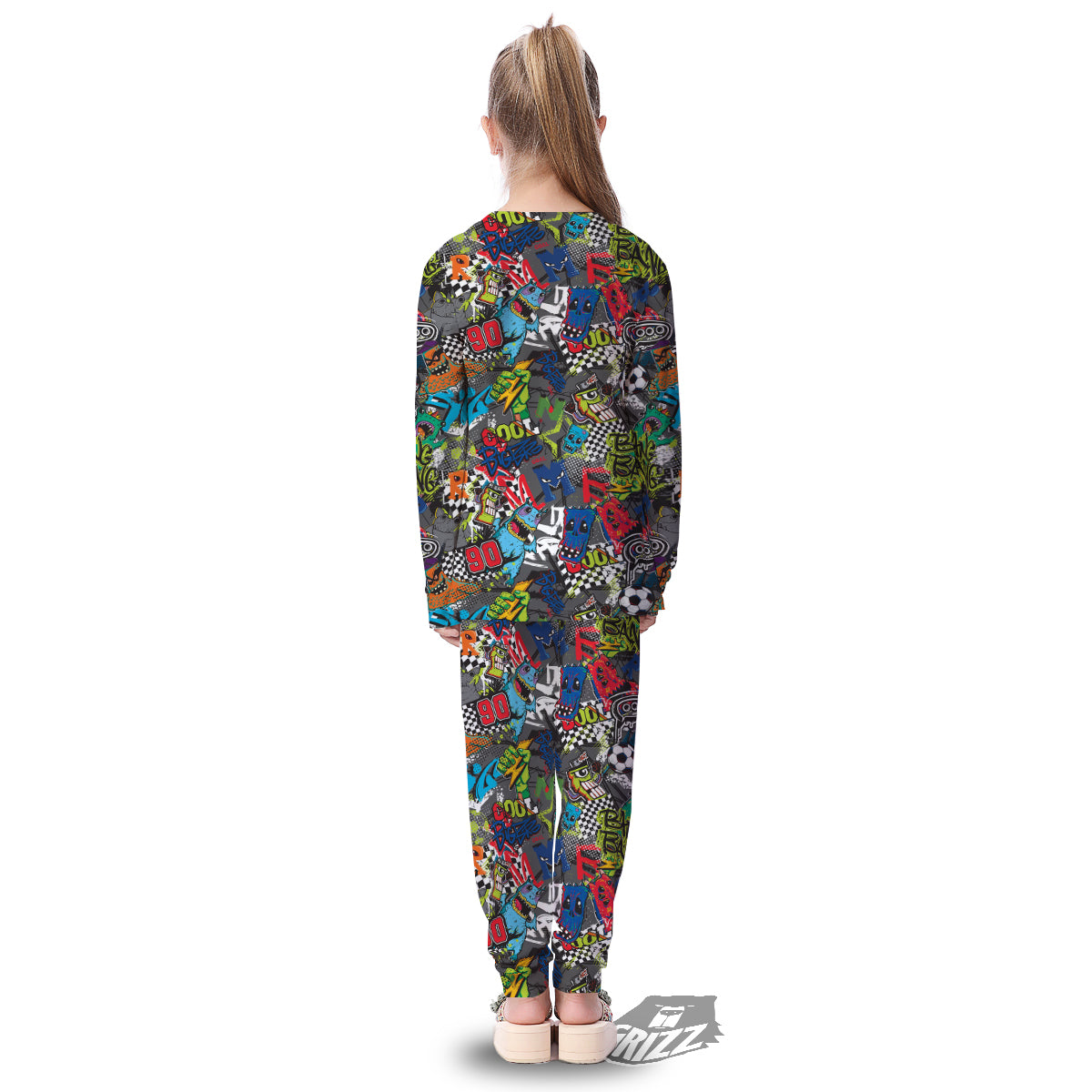 Comics Monsters Graffiti Print Pattern Kid's Pajamas-grizzshop