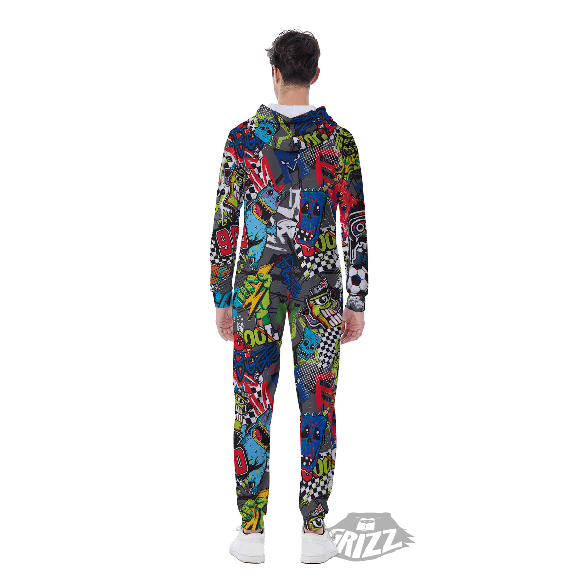 Comics Monsters Graffiti Print Pattern Men's Jumpsuit-grizzshop