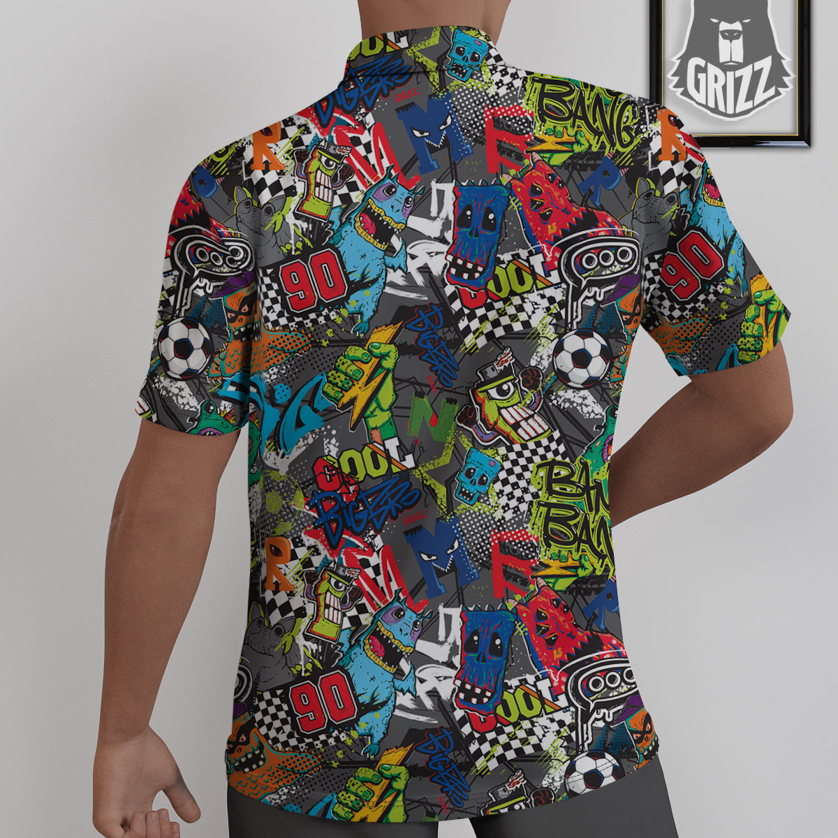 Comics Monsters Graffiti Print Pattern Untucked Shirts-grizzshop