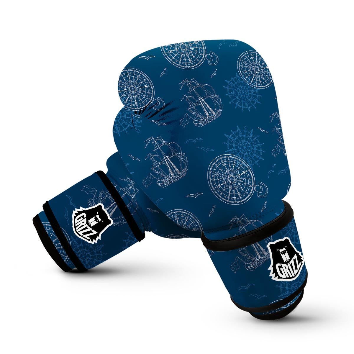 Compass Direction Pattern Print Boxing Gloves-grizzshop