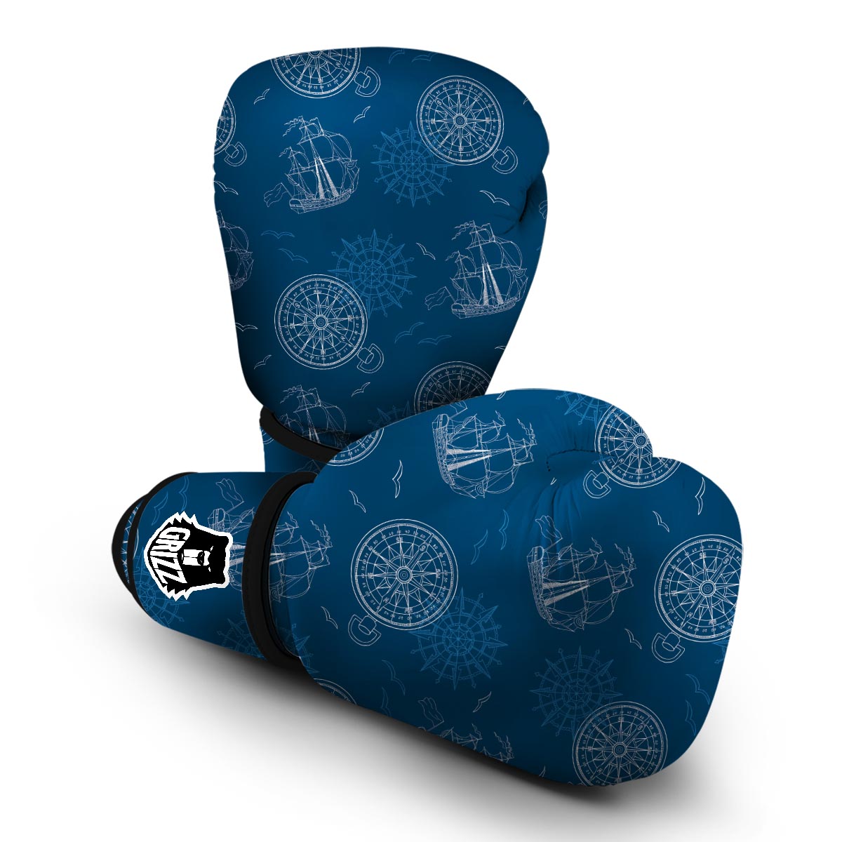 Compass Direction Pattern Print Boxing Gloves-grizzshop