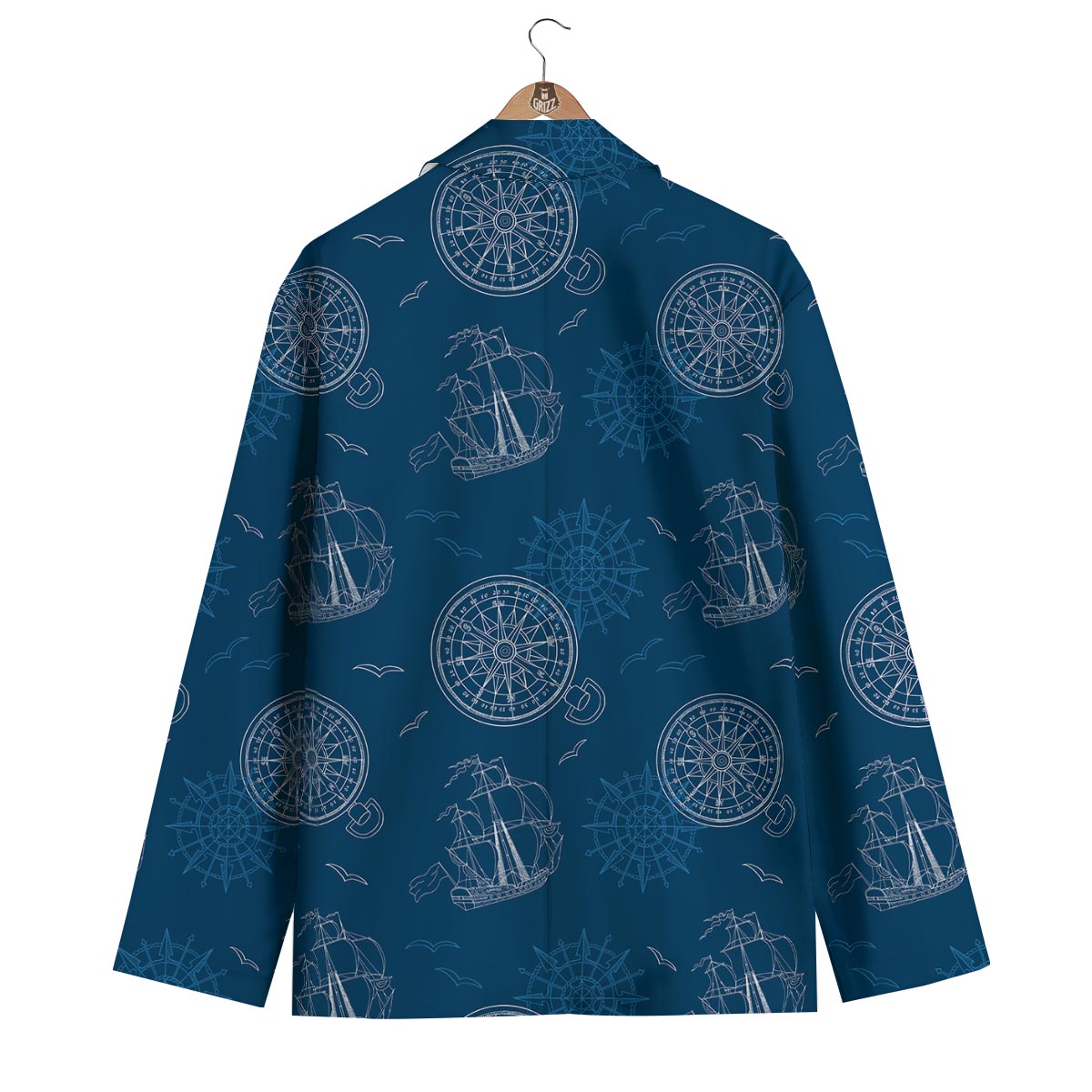 Compass Direction Pattern Print Men's Blazer-grizzshop