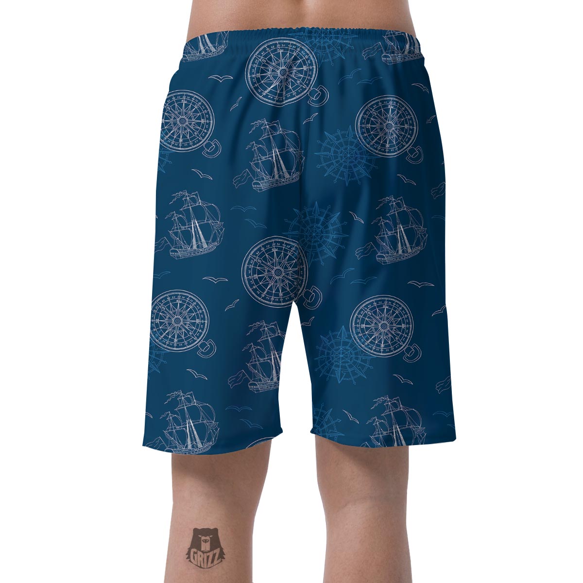 Compass Direction Pattern Print Men's Shorts-grizzshop