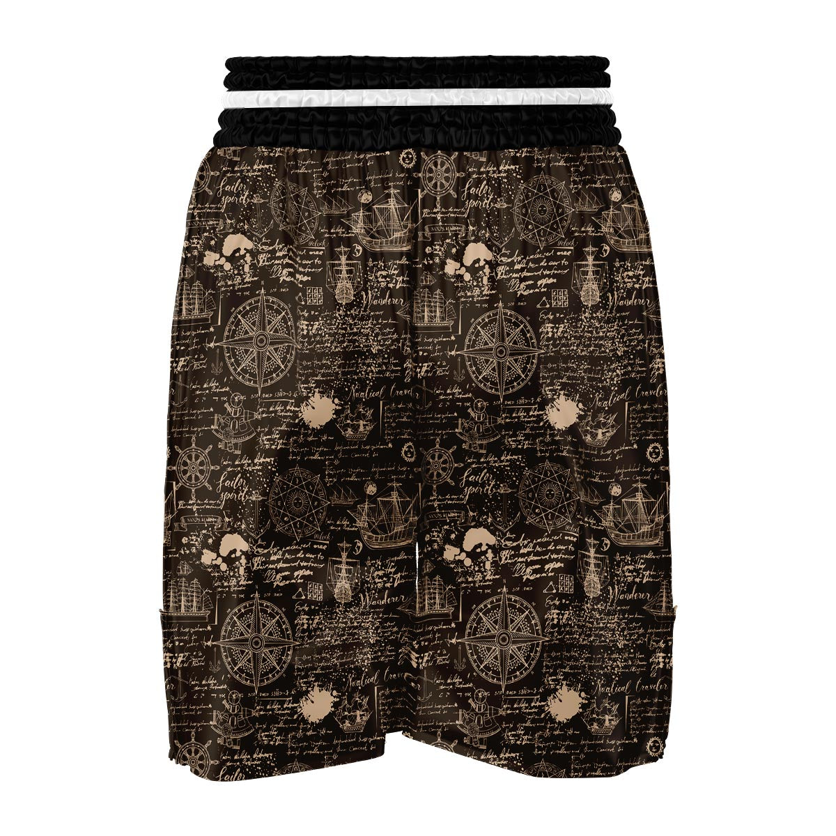 Compass Map Pattern Print Boxing Shorts-grizzshop