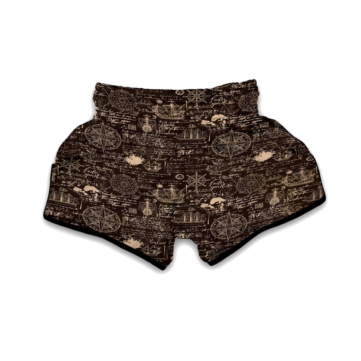 Compass Map Pattern Print Muay Thai Boxing Shorts-grizzshop