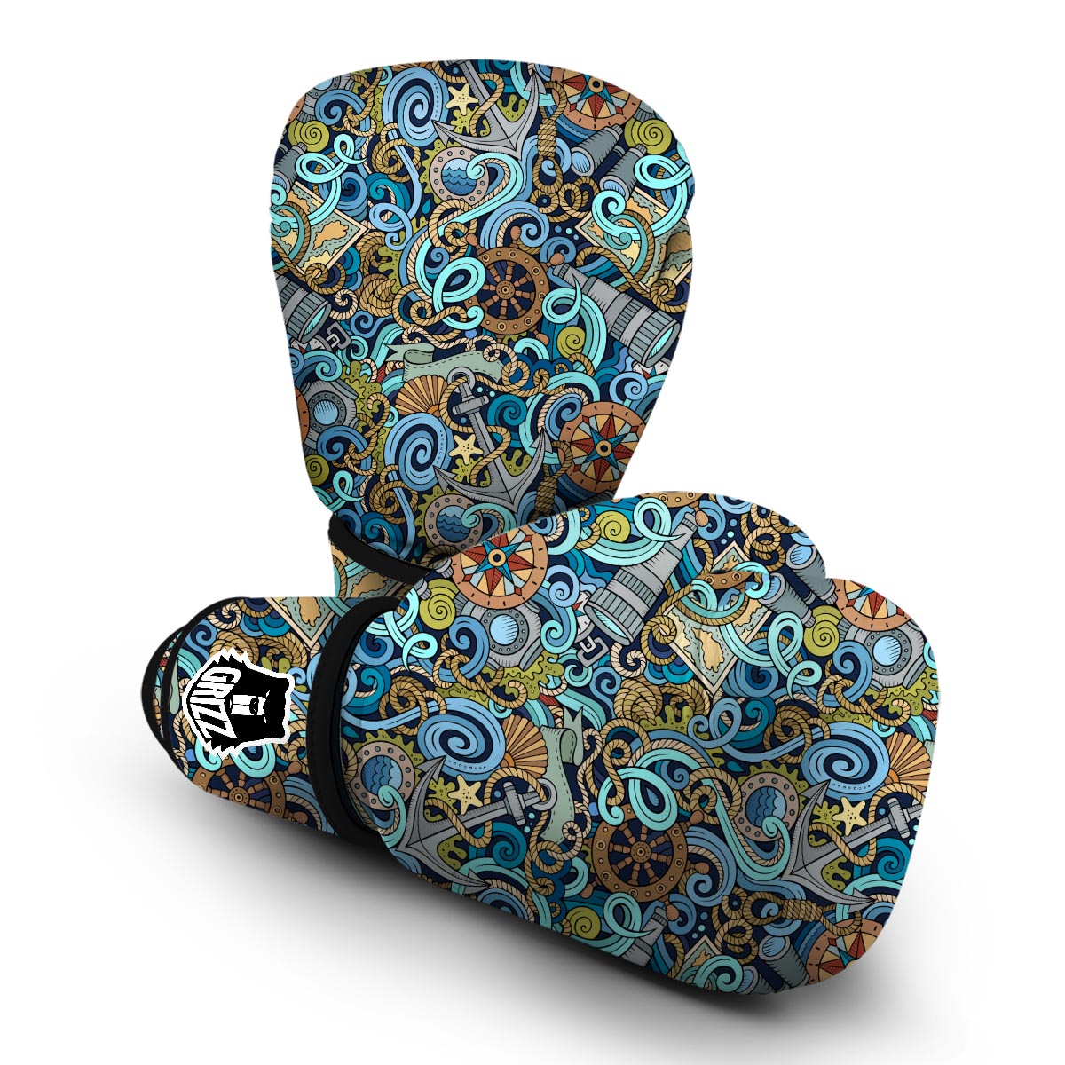 Compass Pattern Print Boxing Gloves-grizzshop