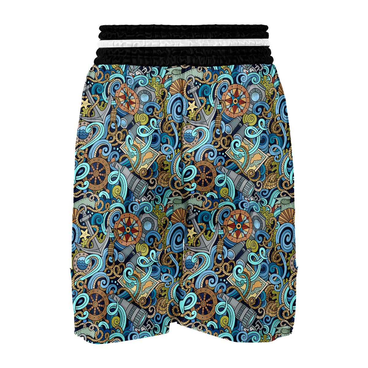 Compass Pattern Print Boxing Shorts-grizzshop