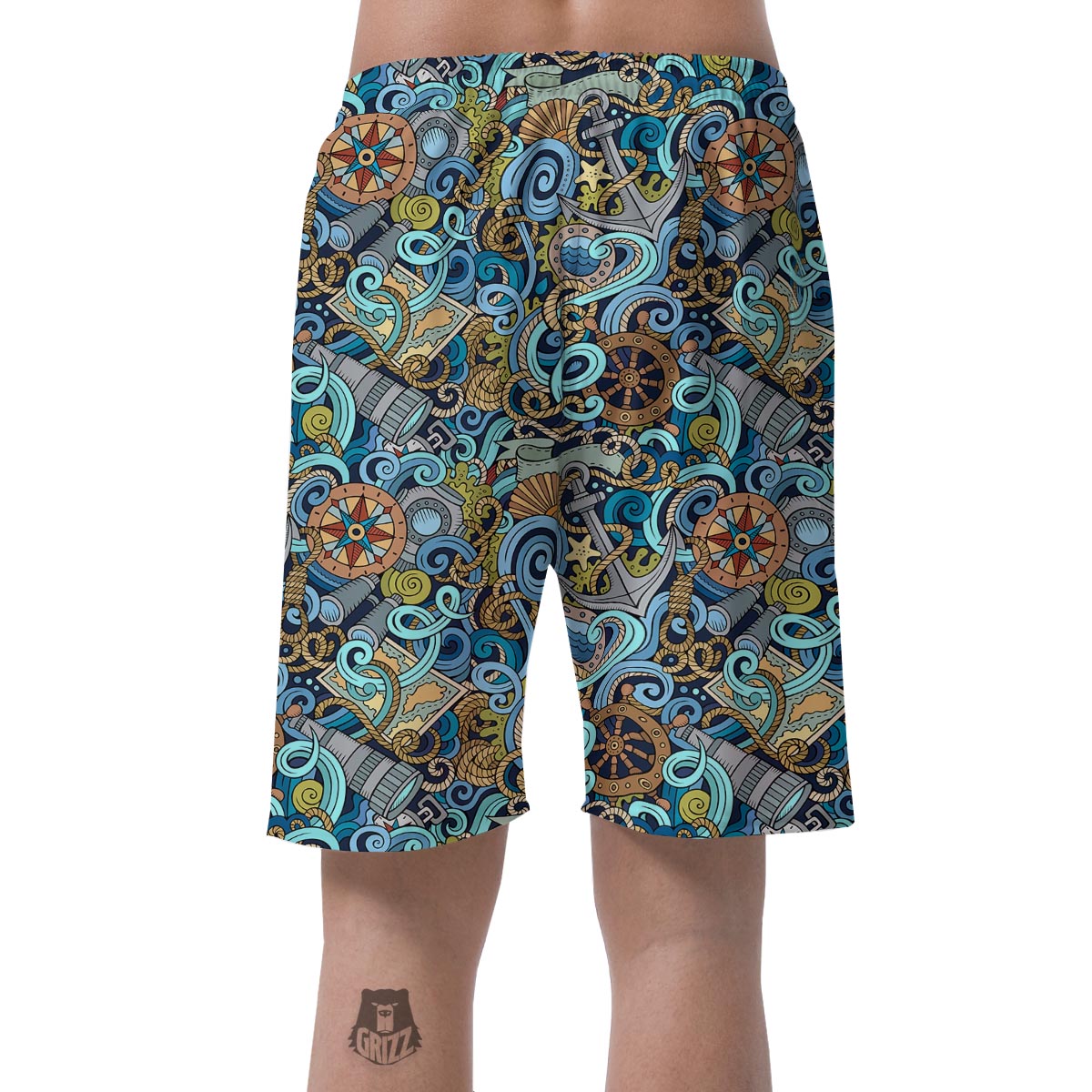 Compass Pattern Print Men's Shorts-grizzshop