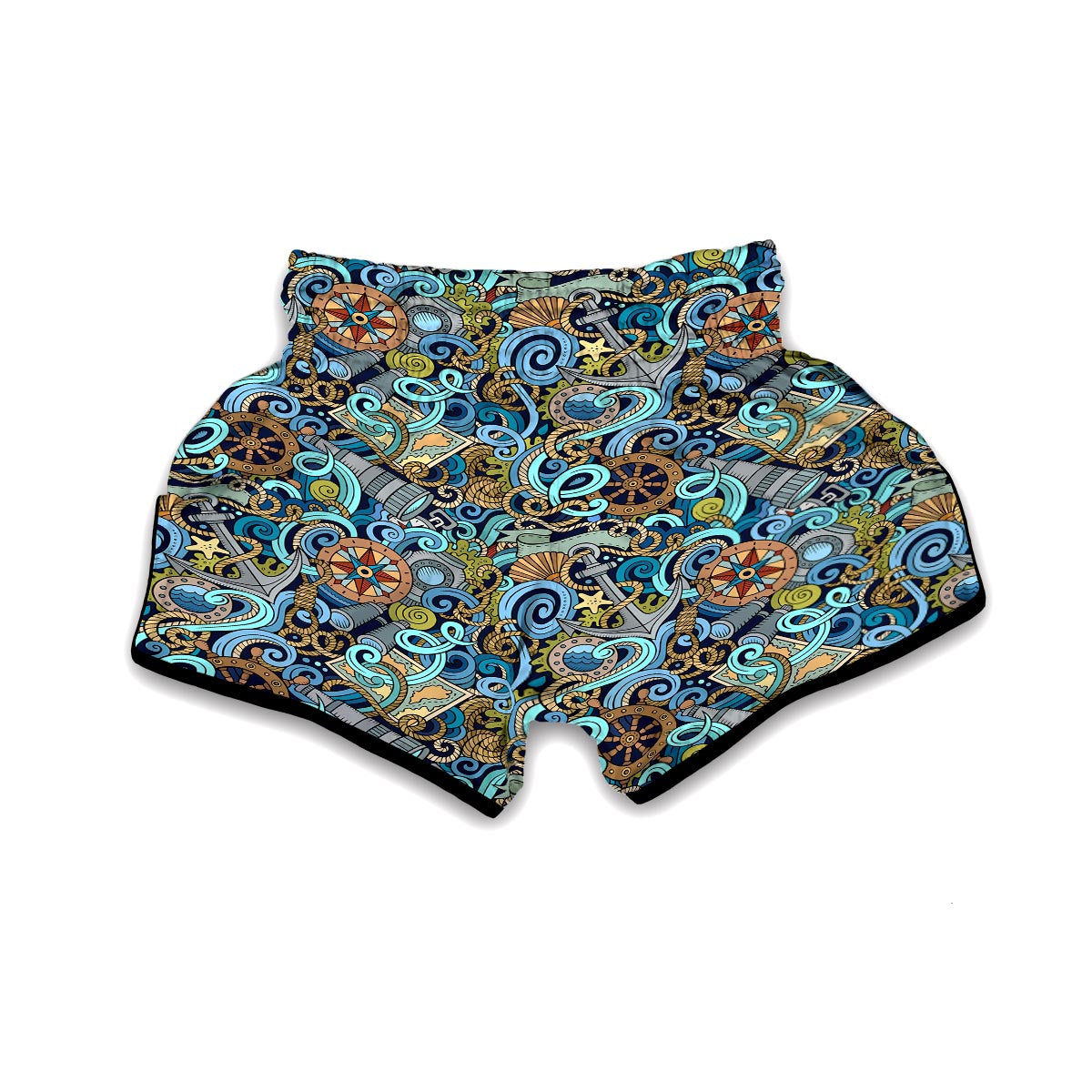 Compass Pattern Print Muay Thai Boxing Shorts-grizzshop