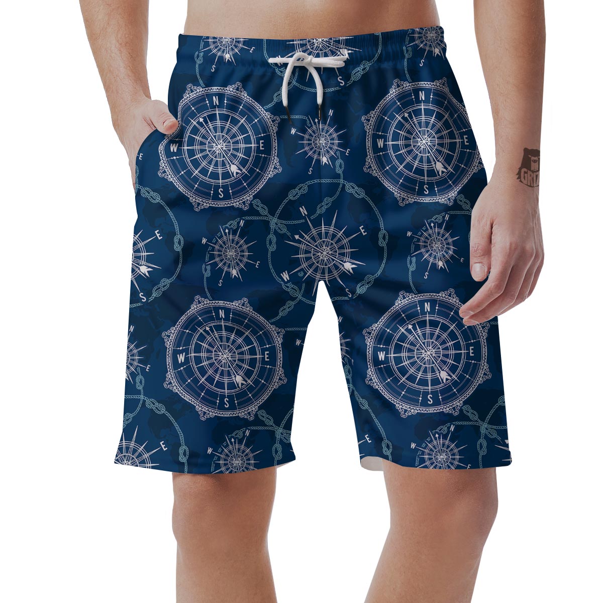 Compass Print Pattern Men's Shorts-grizzshop