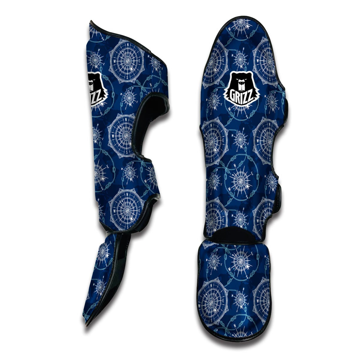 Compass Print Pattern Muay Thai Shin Guards-grizzshop