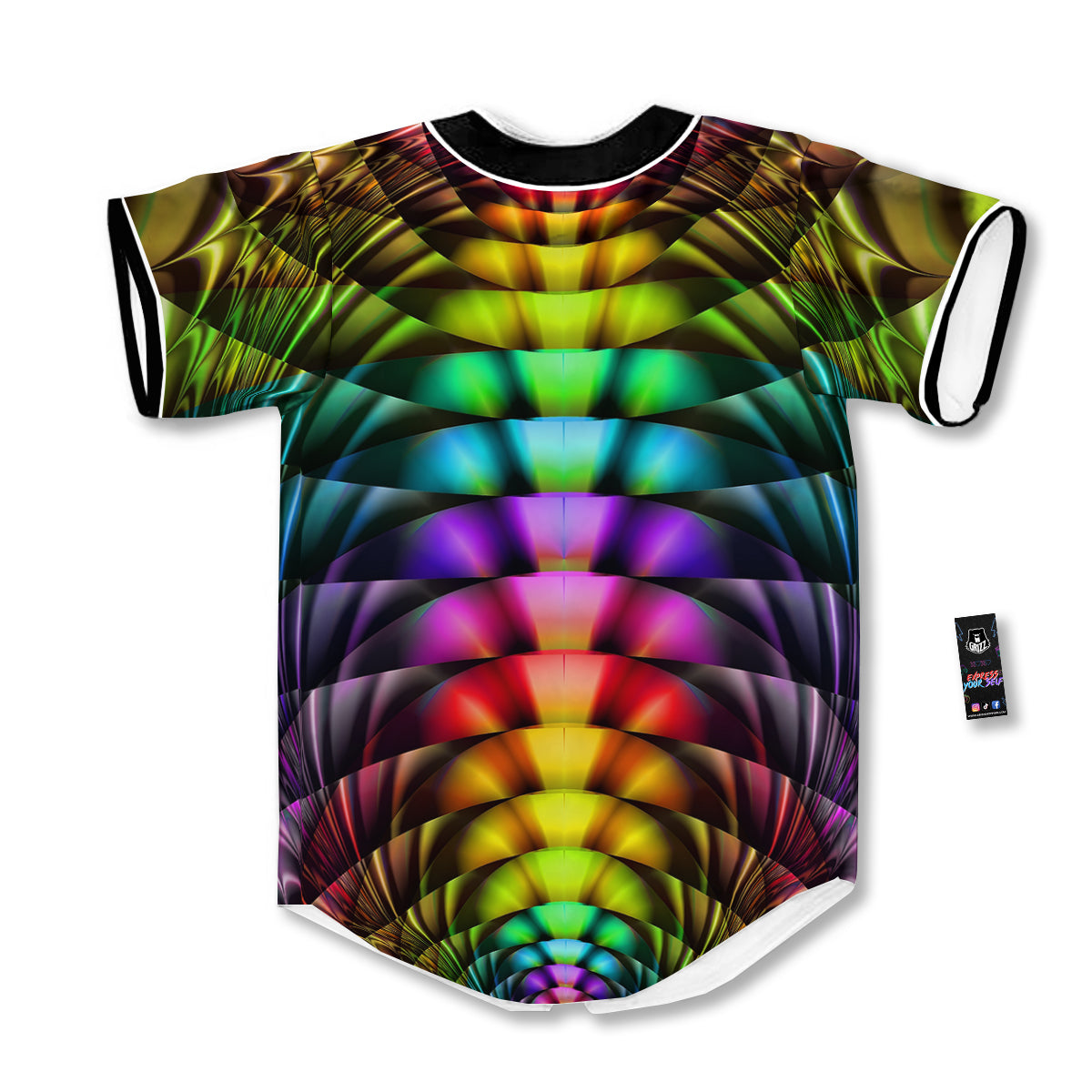 Computer Generated Colorful Fractal Print Baseball Jersey-grizzshop
