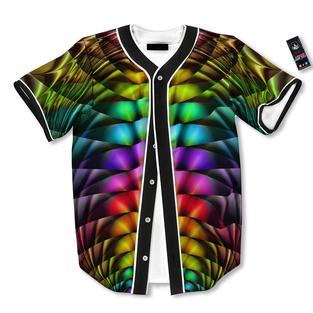 Computer Generated Colorful Fractal Print Baseball Jersey-grizzshop