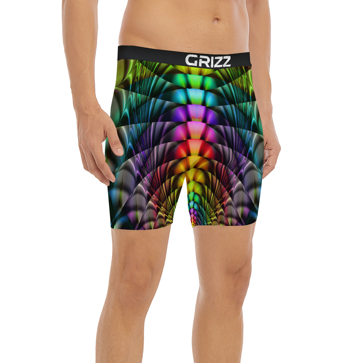 Computer Generated Colorful Fractal Print Boxer Briefs-grizzshop