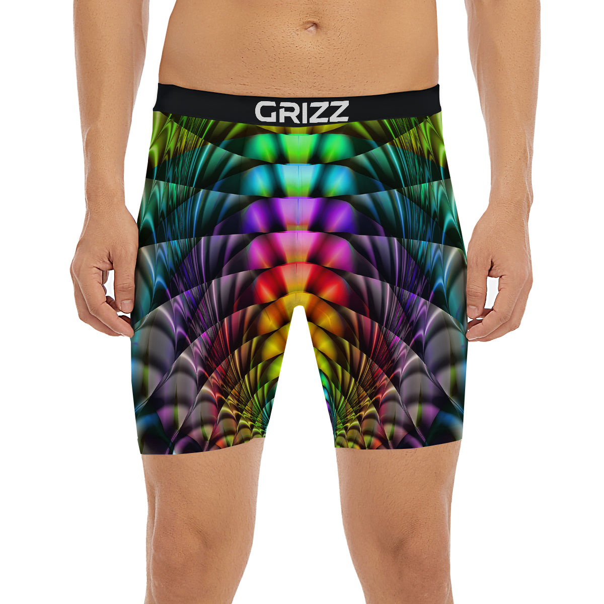 Computer Generated Colorful Fractal Print Boxer Briefs-grizzshop