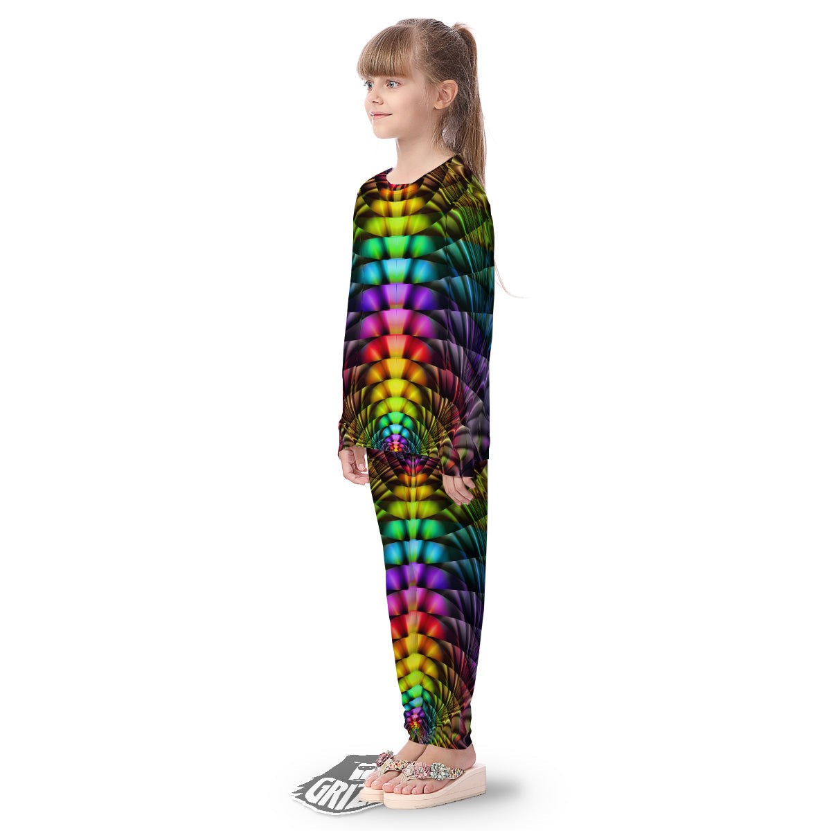 Computer Generated Colorful Fractal Print Kid's Pajamas-grizzshop
