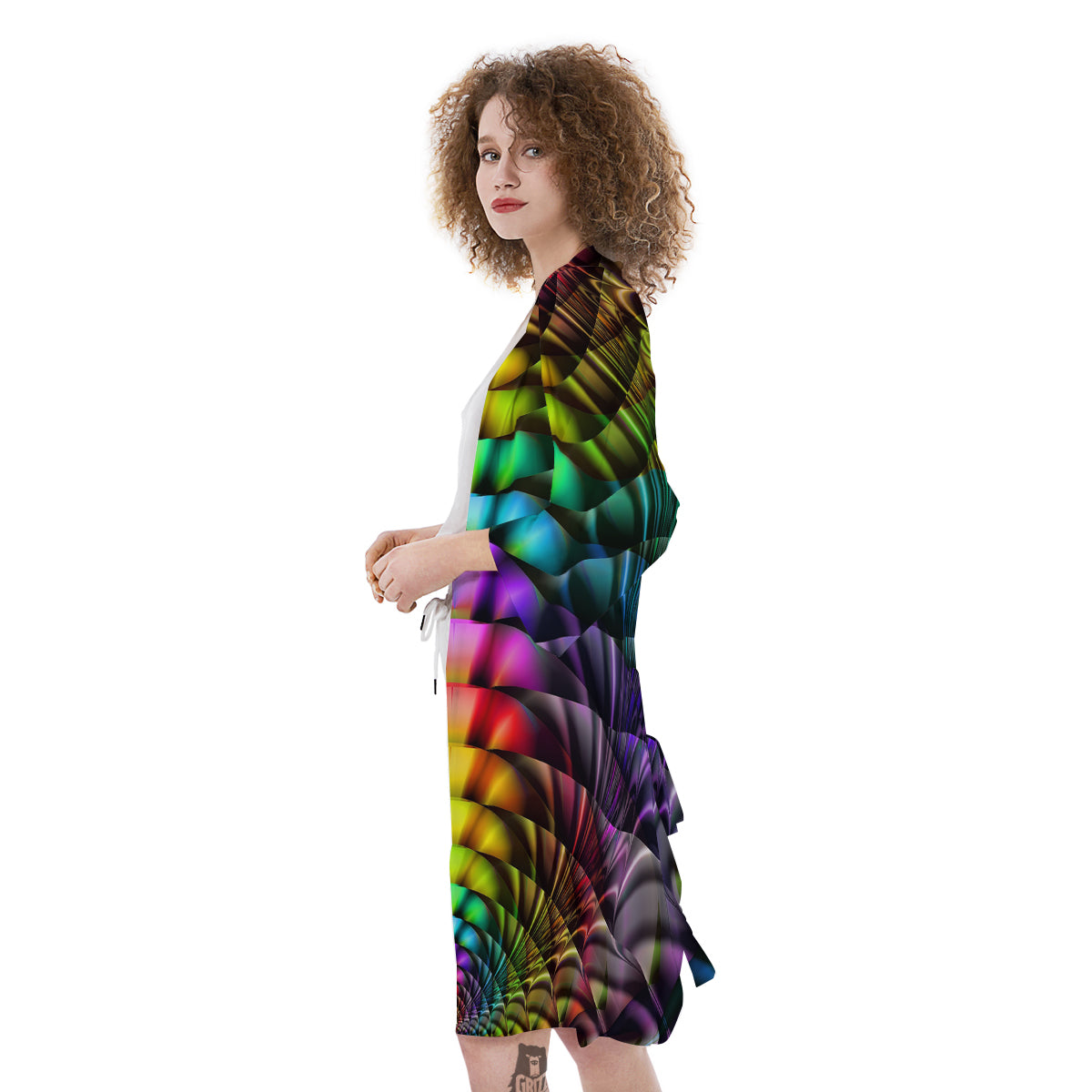 Computer Generated Colorful Fractal Print Kimono-grizzshop