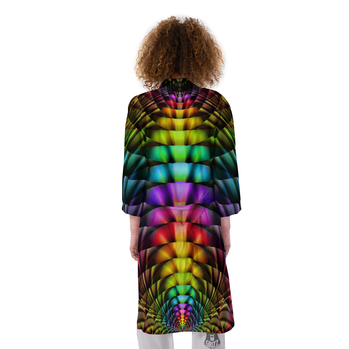Computer Generated Colorful Fractal Print Kimono-grizzshop