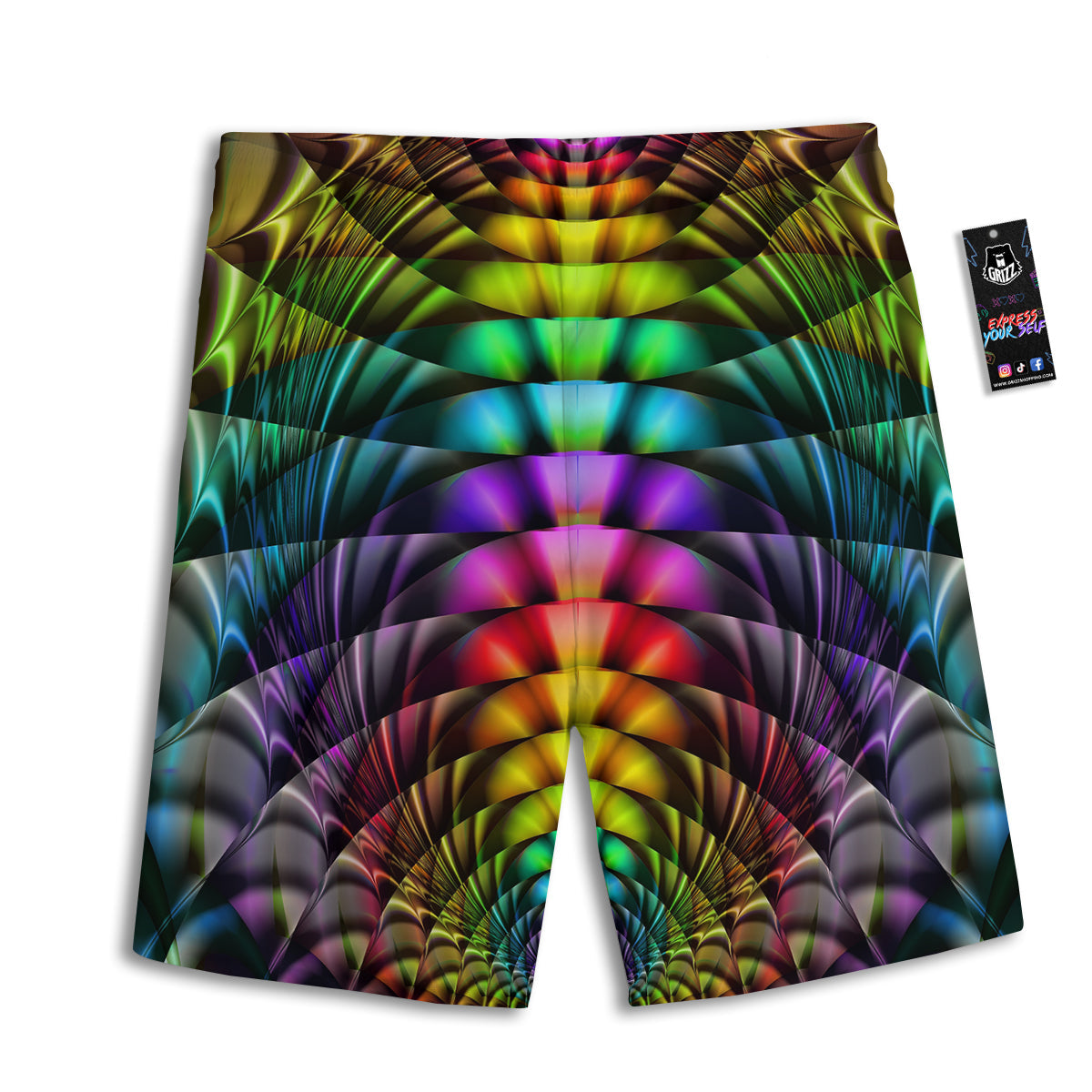 Computer Generated Colorful Fractal Print Men's Athletic Shorts