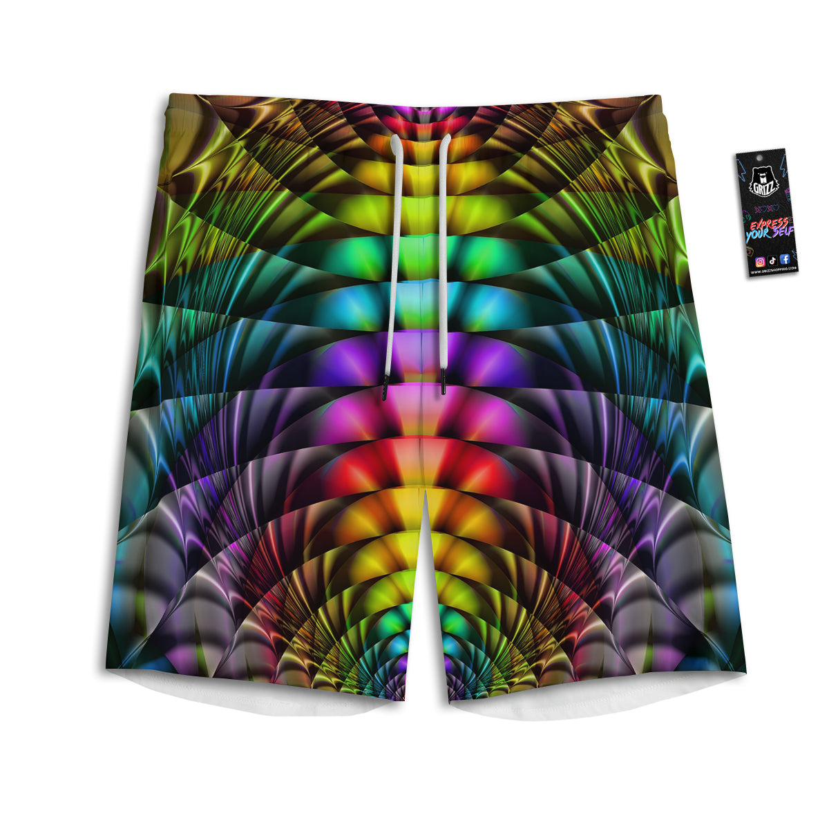 Computer Generated Colorful Fractal Print Men's Athletic Shorts