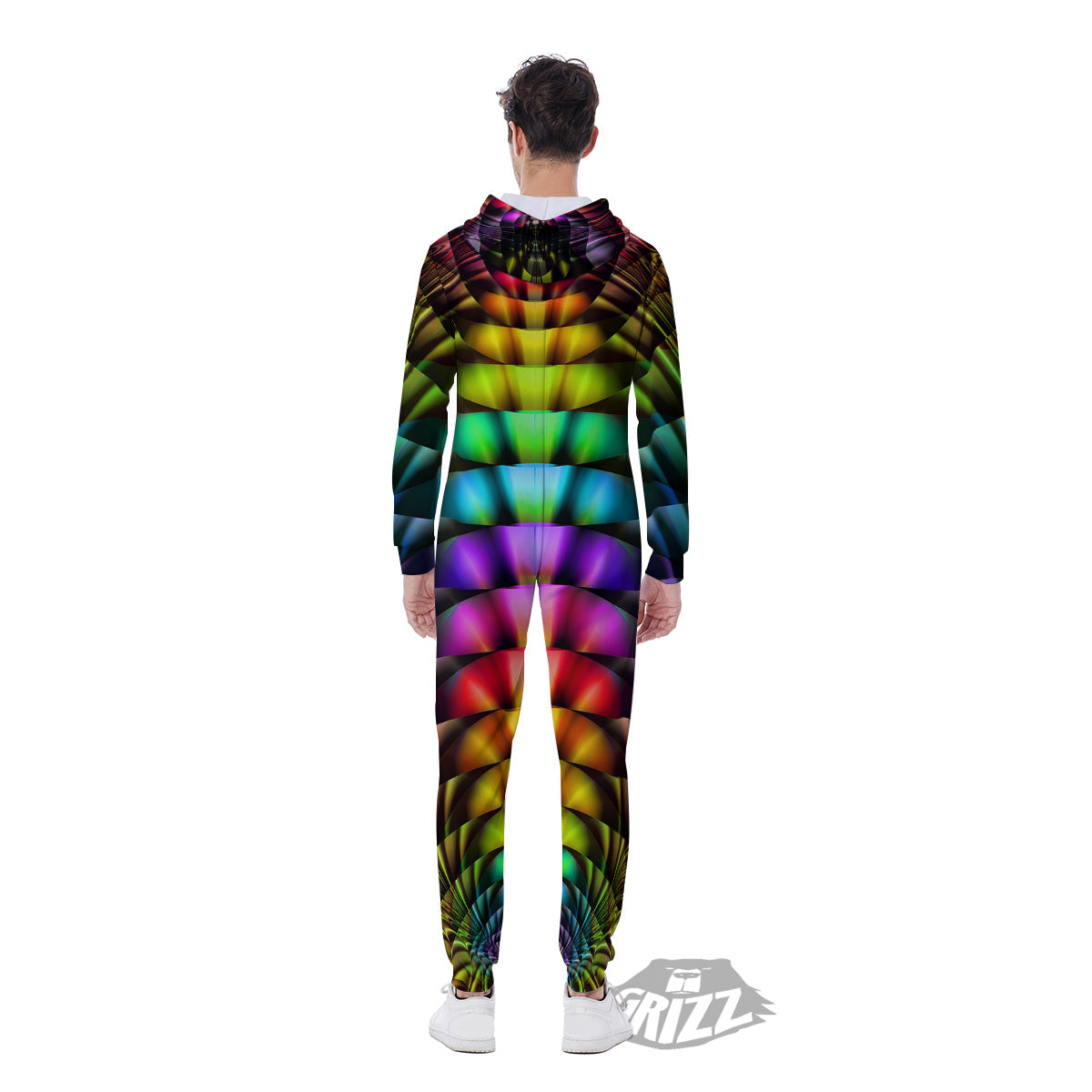 Computer Generated Colorful Fractal Print Men's Jumpsuit-grizzshop