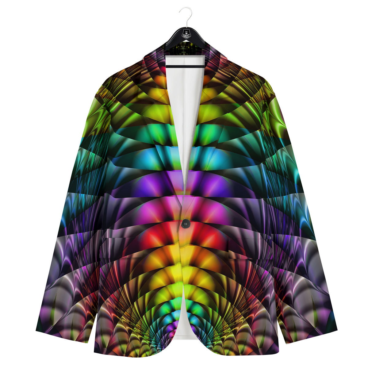 Computer Generated Colorful Fractal Print Men's Sport Coat-grizzshop