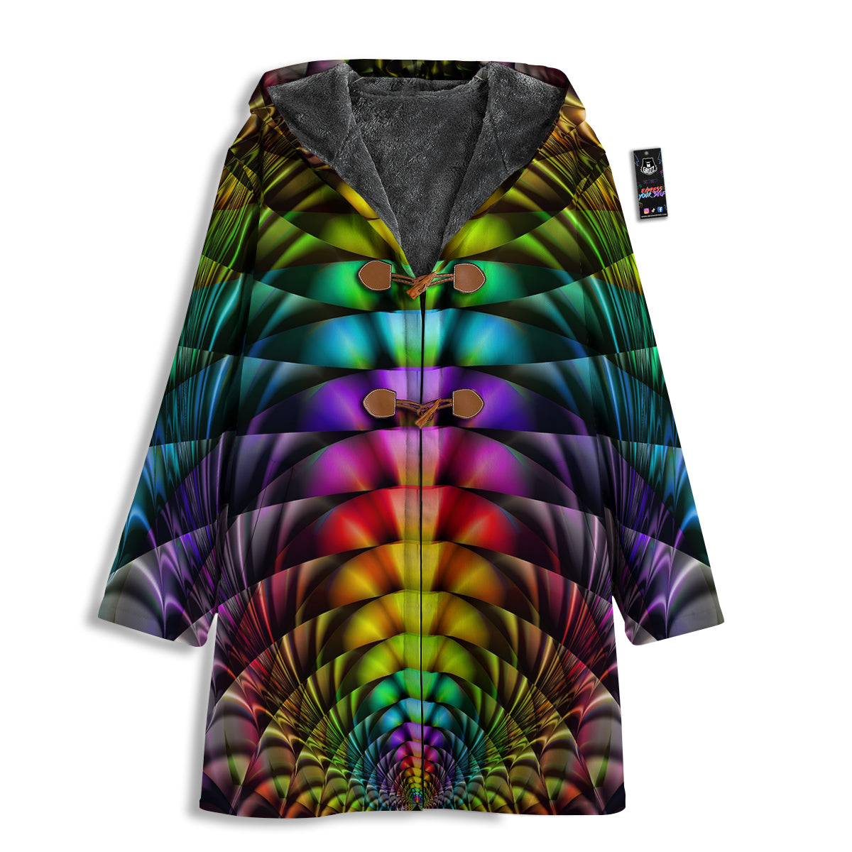 Computer Generated Colorful Fractal Print Men's Windbreaker Jacket-grizzshop