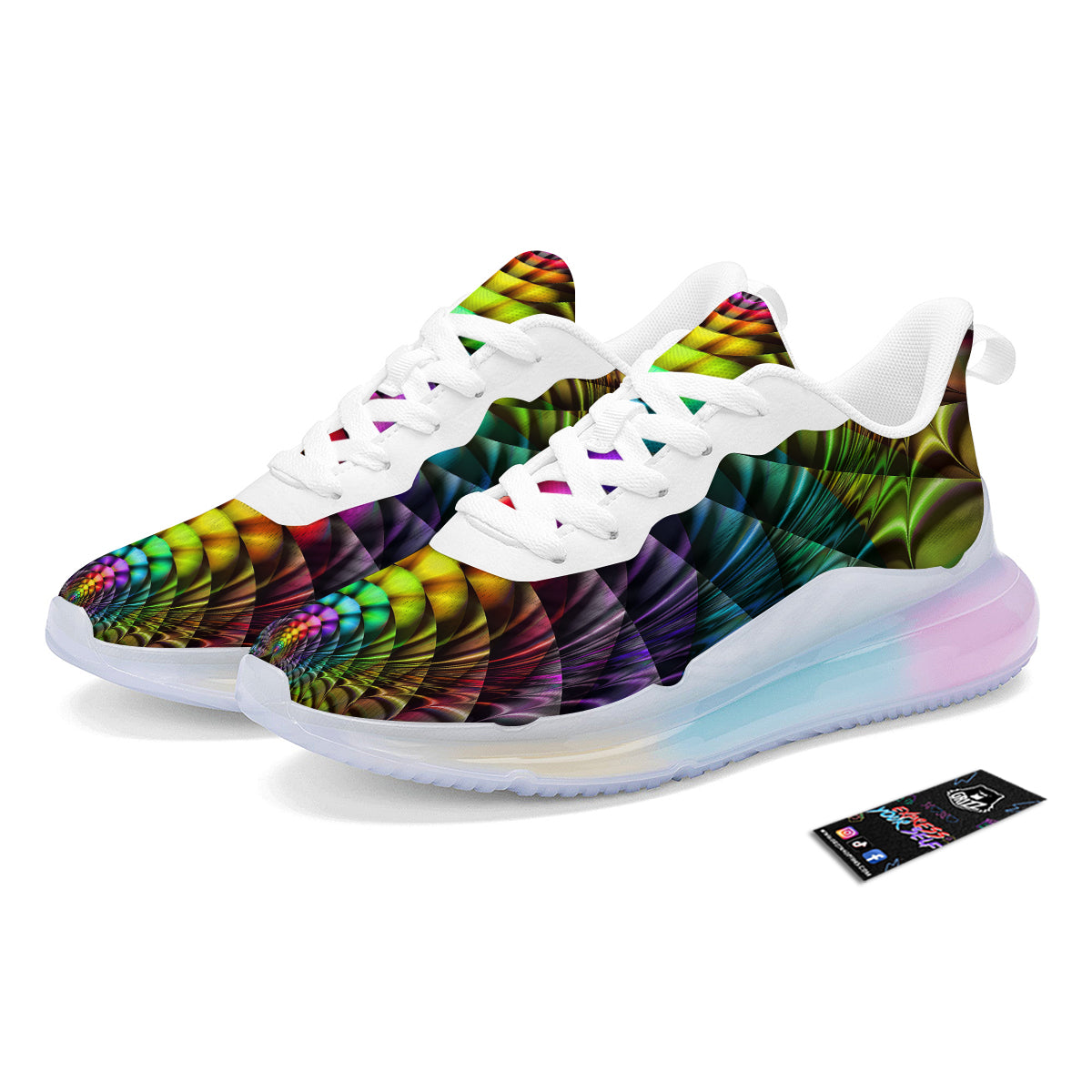 Computer Generated Colorful Fractal Print Running Sneakers-grizzshop