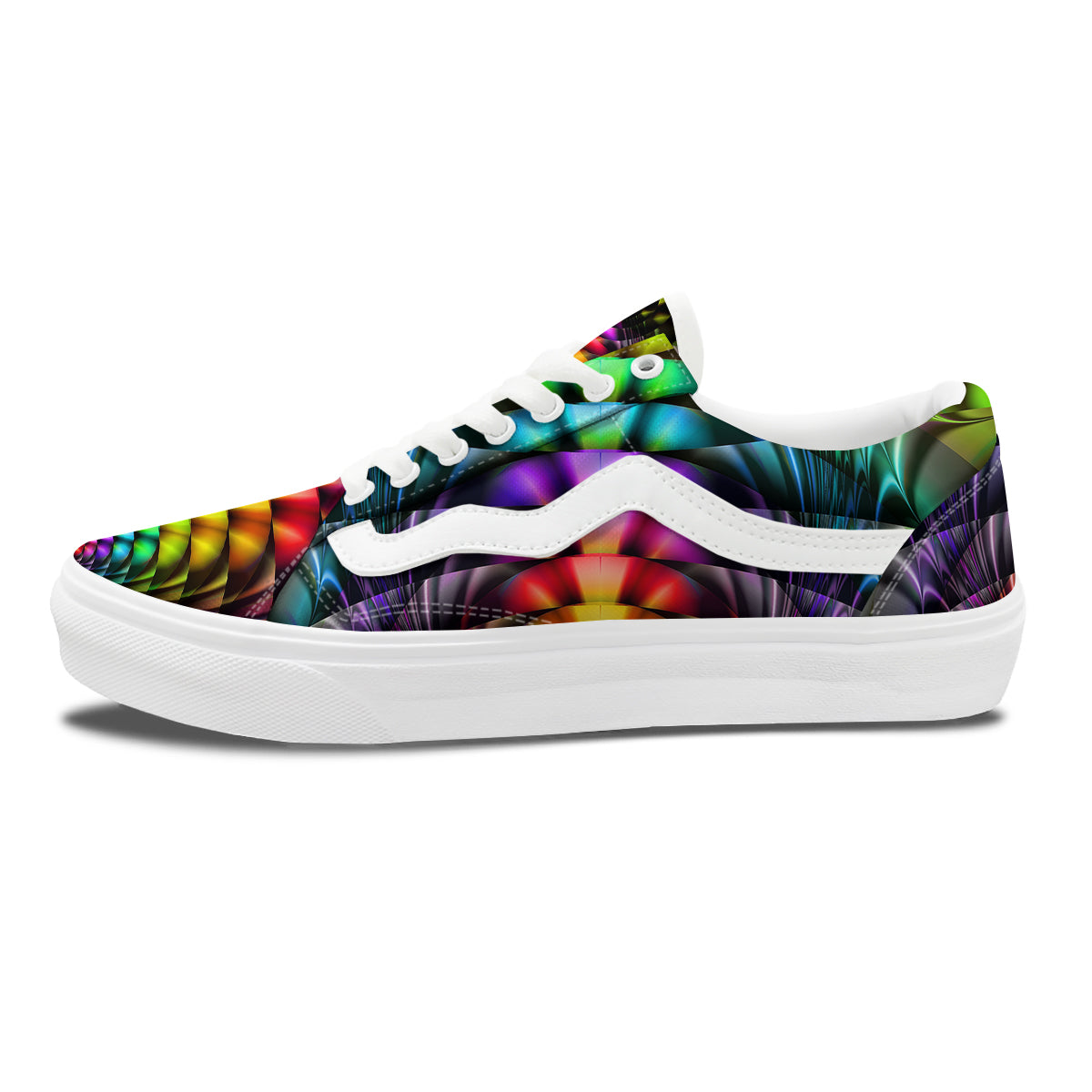 Computer Generated Colorful Fractal Print Skate Shoes-grizzshop