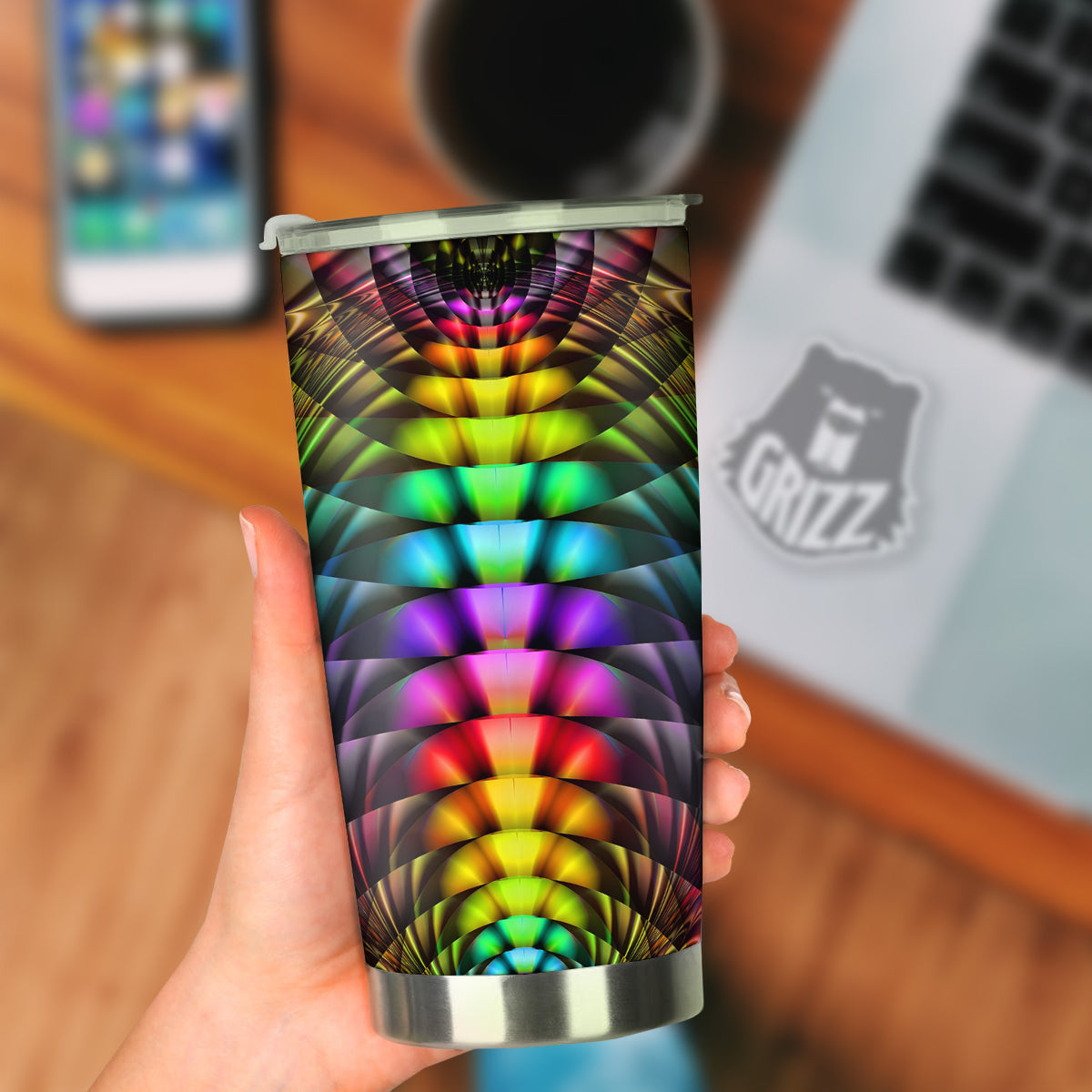 Computer Generated Colorful Fractal Print Tumbler-grizzshop