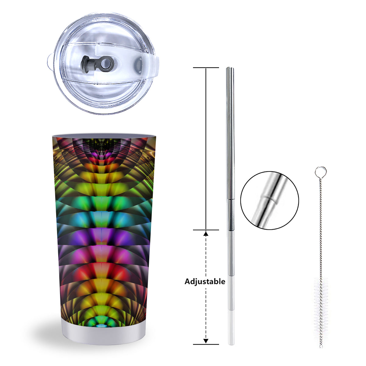 Computer Generated Colorful Fractal Print Tumbler-grizzshop