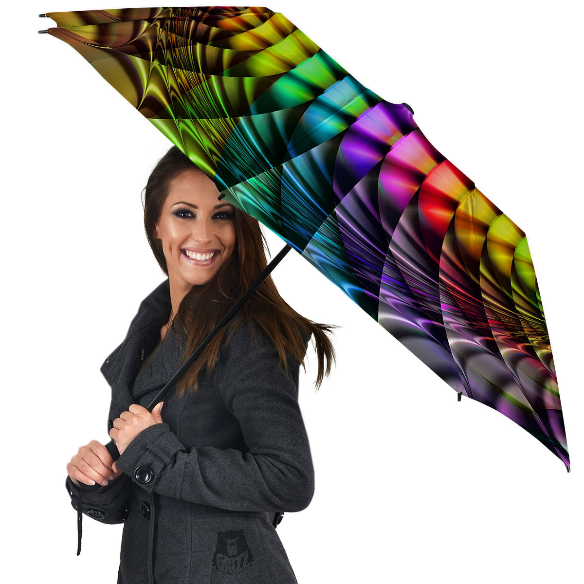 Computer Generated Colorful Fractal Print Umbrella-grizzshop