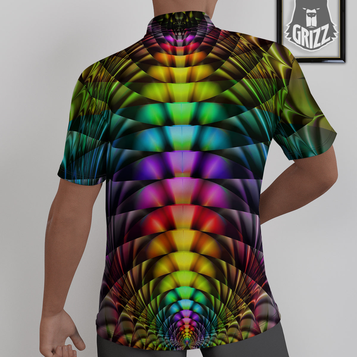 Computer Generated Colorful Fractal Print Untucked Shirts-grizzshop