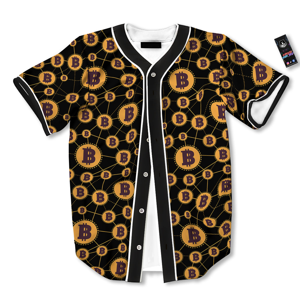 Connection Bitcoin Print Pattern Baseball Jersey-grizzshop