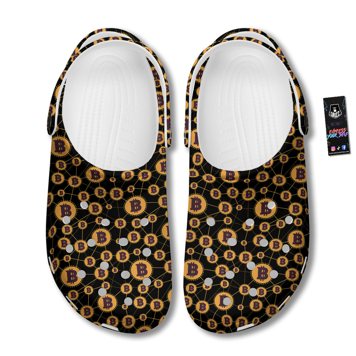 Connection Bitcoin Print Pattern Clog-grizzshop