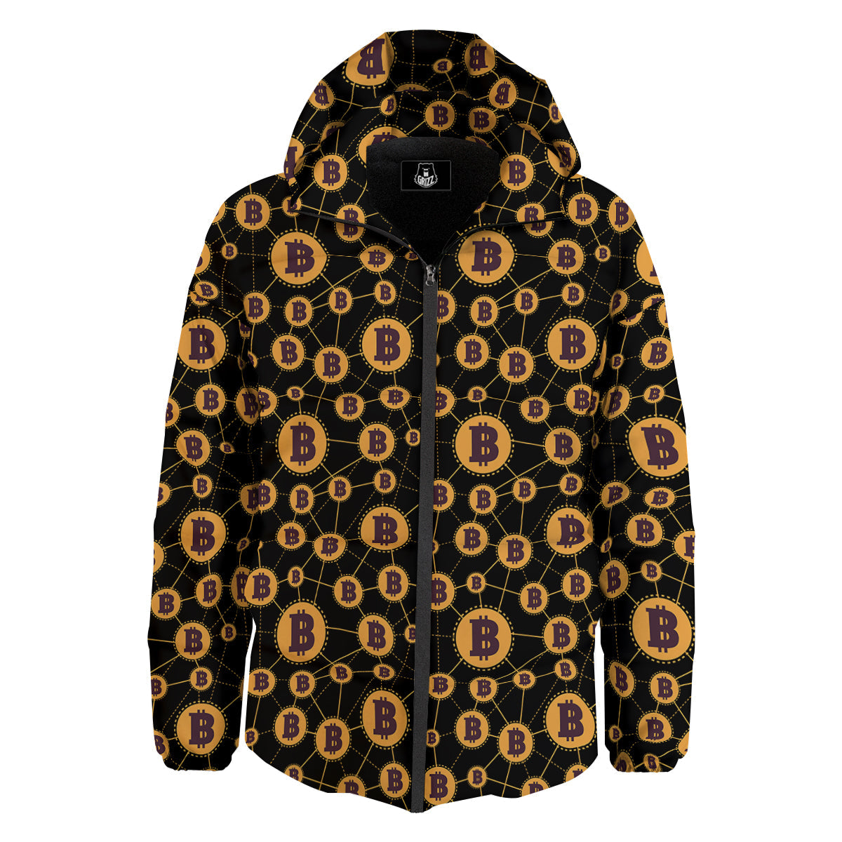 Connection Bitcoin Print Pattern Down Jacket-grizzshop
