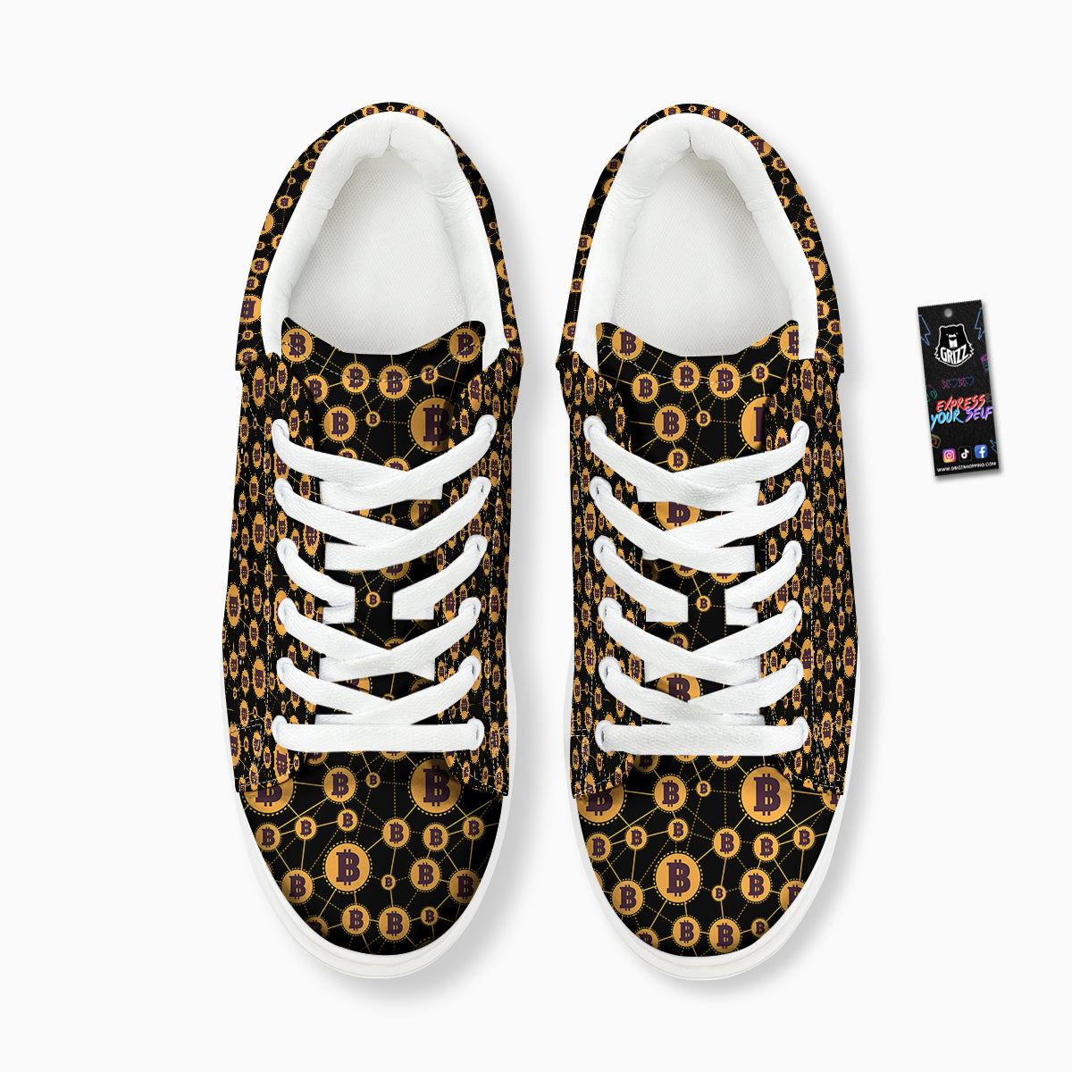 Connection Bitcoin Print Pattern Platform Shoes-grizzshop