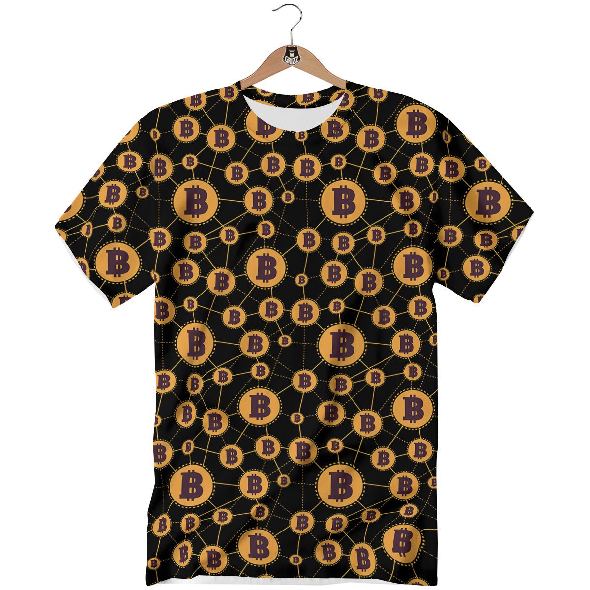 Connection Bitcoin Print Pattern T-Shirt-grizzshop