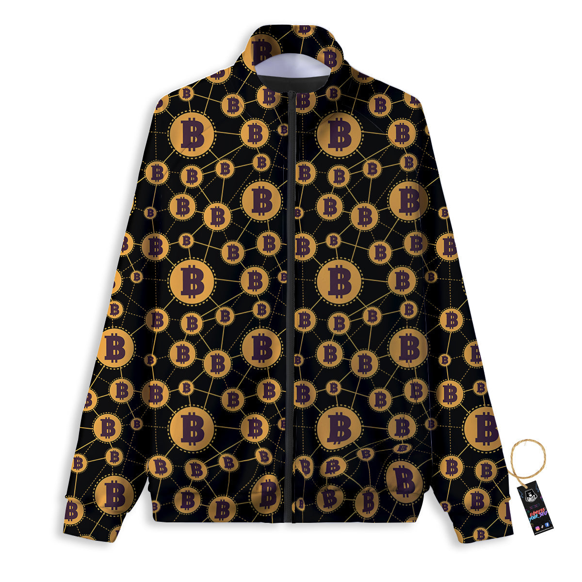 Connection Bitcoin Print Pattern Track Jacket-grizzshop
