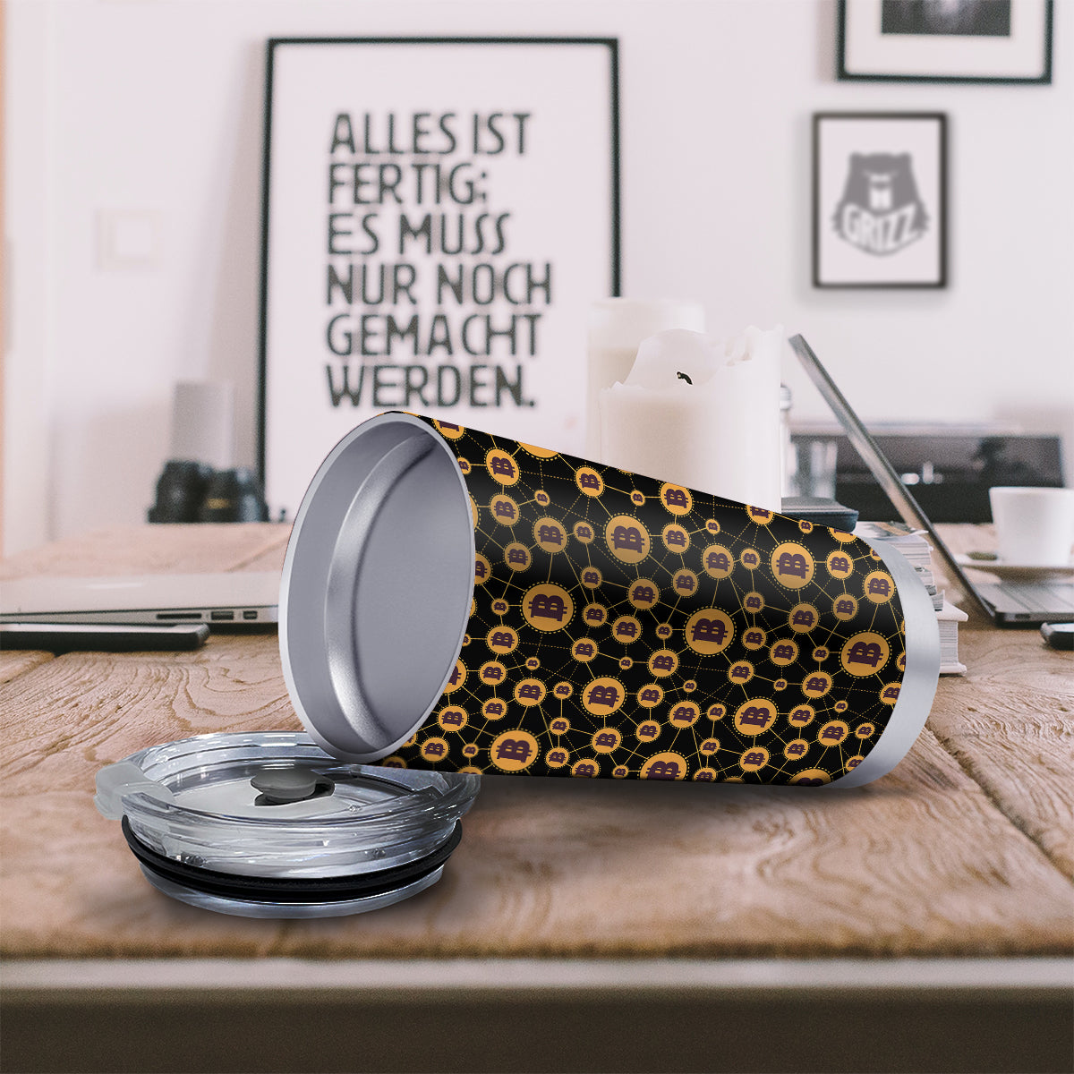 Connection Bitcoin Print Pattern Tumbler-grizzshop