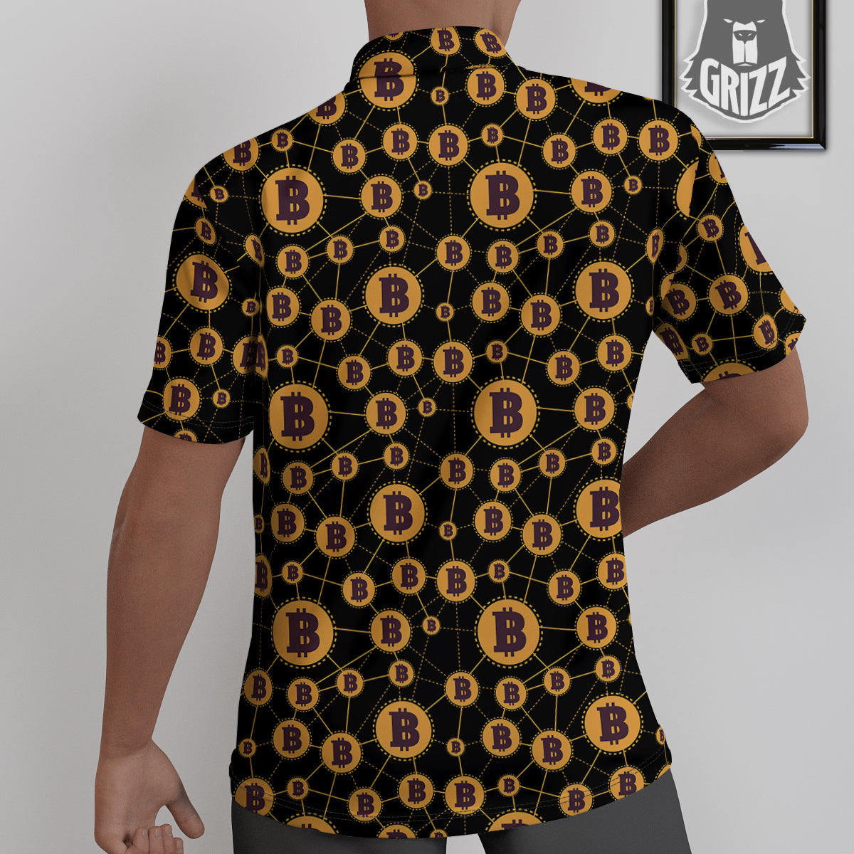 Connection Bitcoin Print Pattern Untucked Shirts-grizzshop