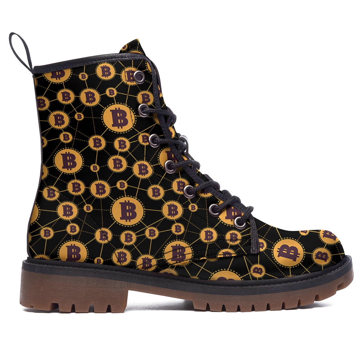 Connection Bitcoin Print Pattern Work Boots-grizzshop