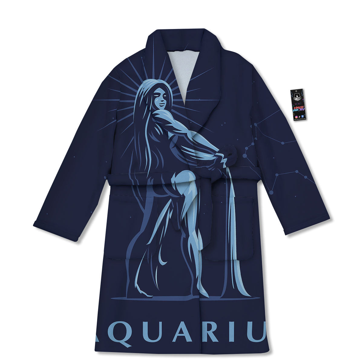 Constellation Aquarius Print Bathrobe-grizzshop