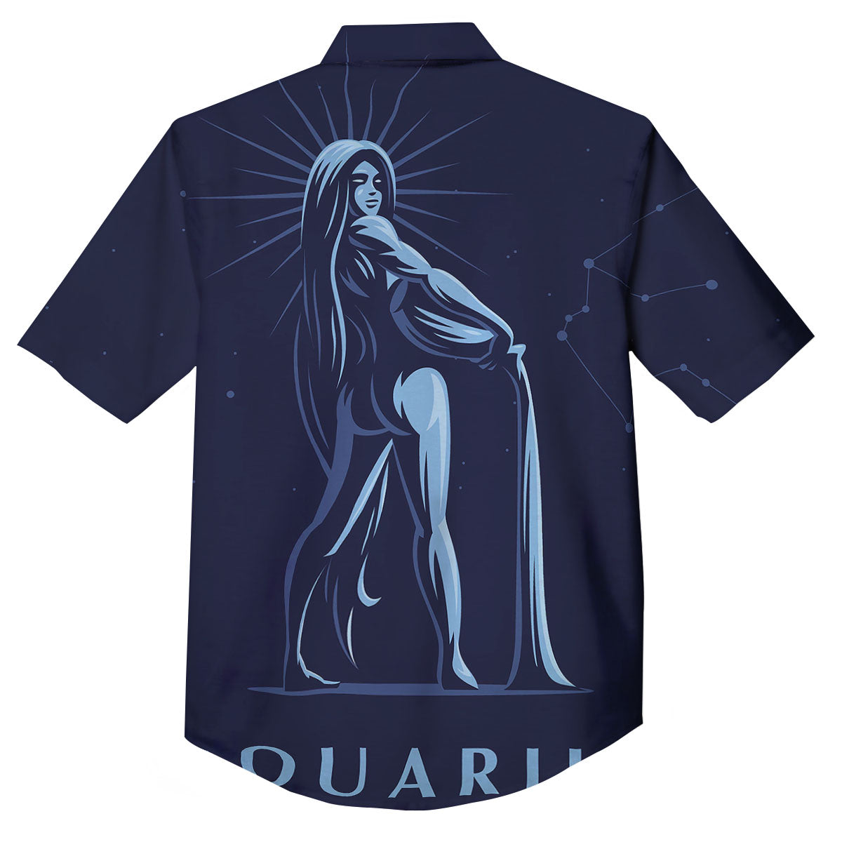 Constellation Aquarius Print Button Up Shirt-grizzshop