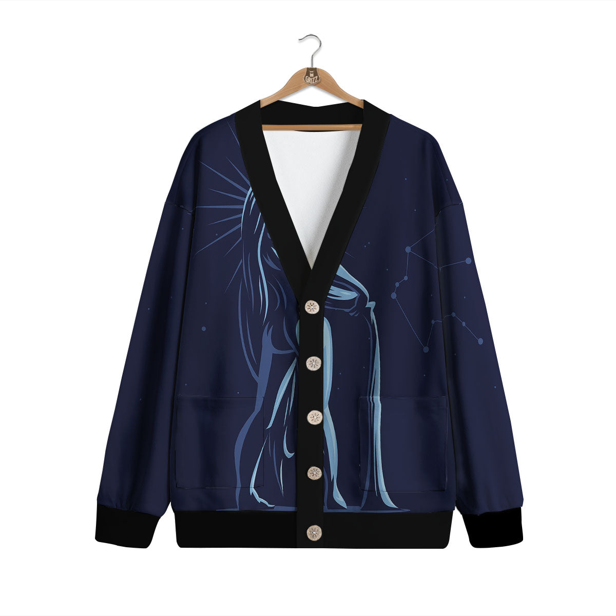 Constellation Aquarius Print Cardigan-grizzshop