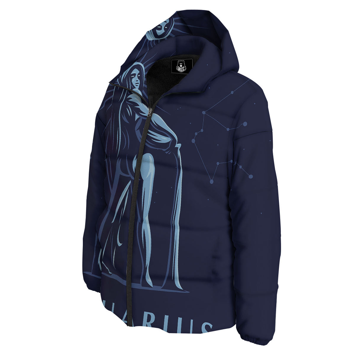 Constellation Aquarius Print Down Jacket-grizzshop