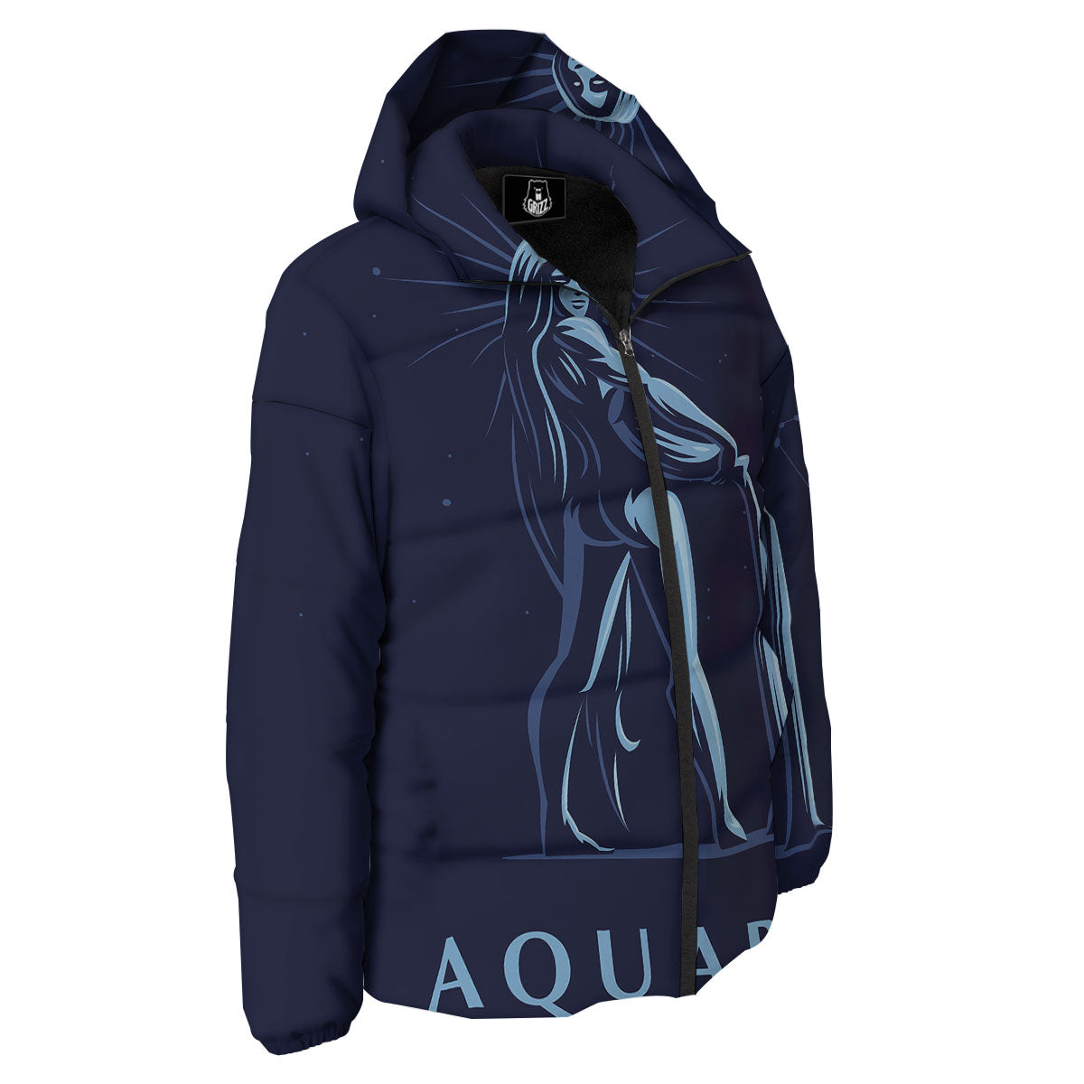 Constellation Aquarius Print Down Jacket-grizzshop