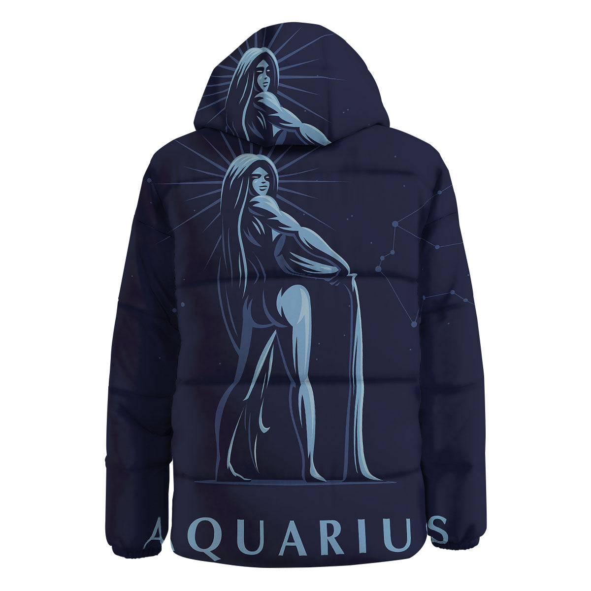 Constellation Aquarius Print Down Jacket-grizzshop