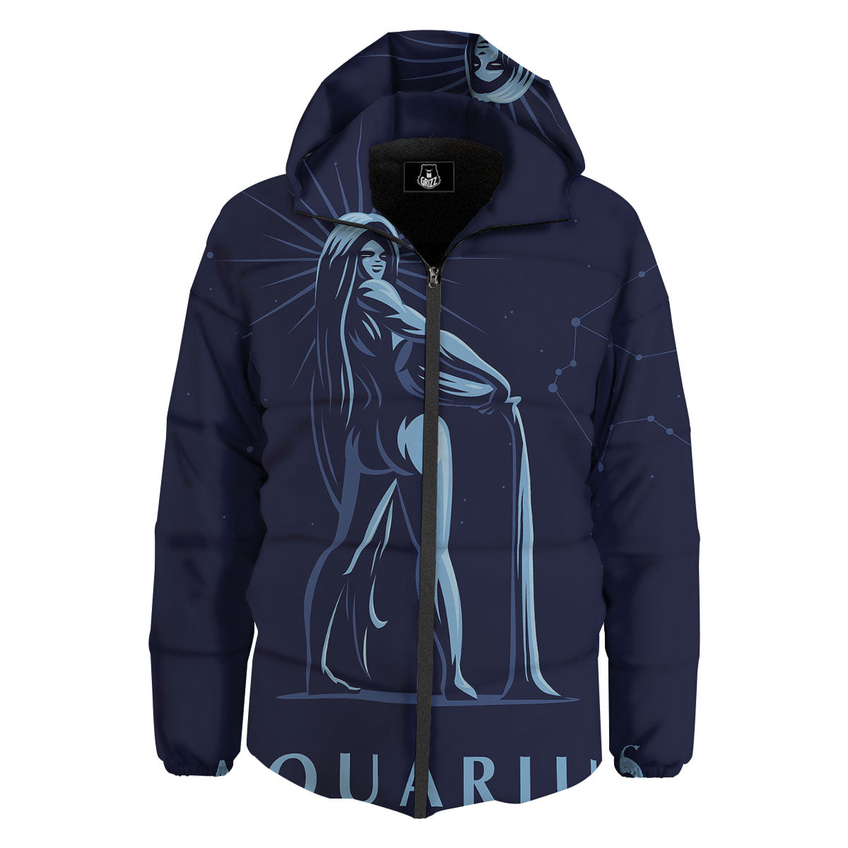 Constellation Aquarius Print Down Jacket-grizzshop